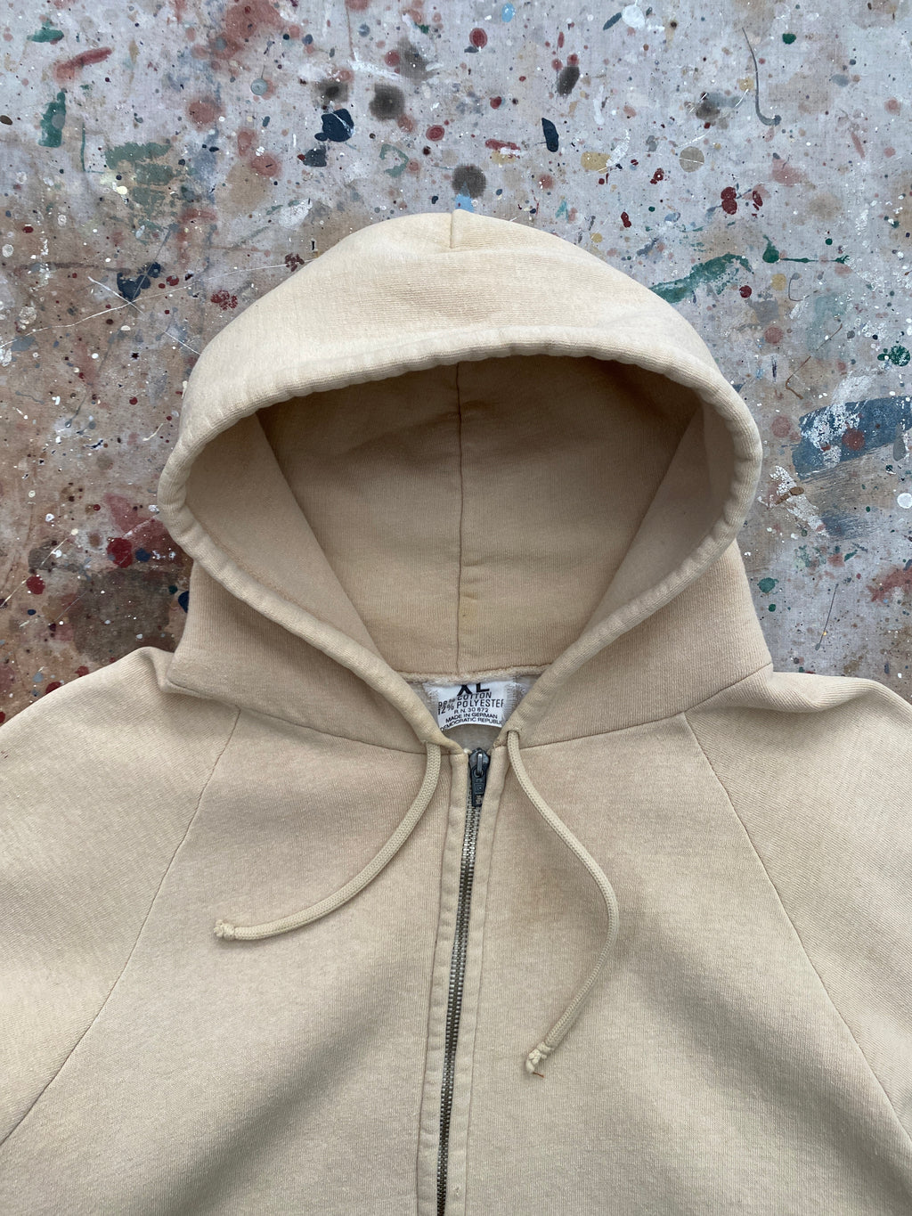 70s cream zip up raglan sweatshirt