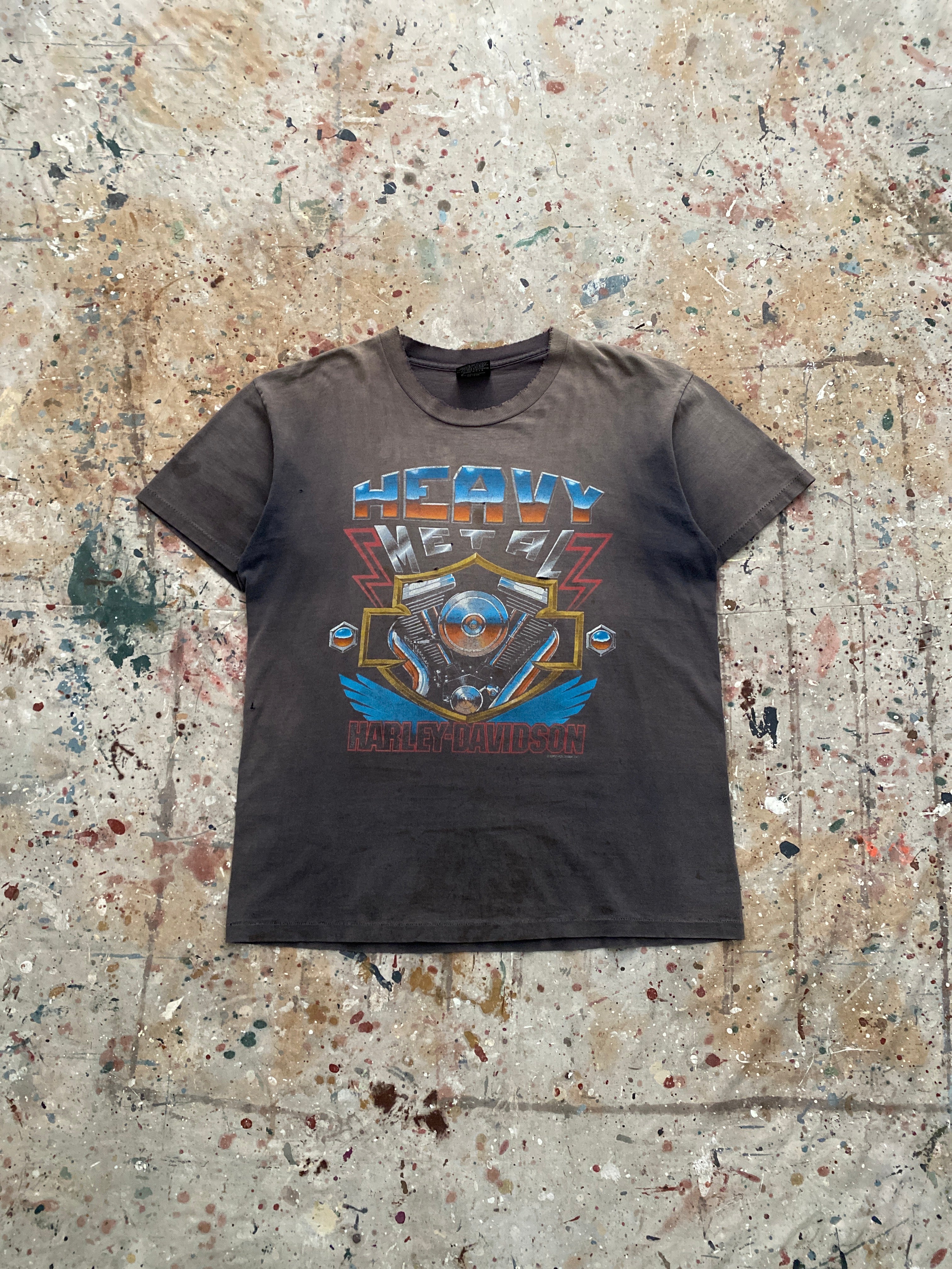 90s sun faded "heavy metal" harley davidson tee