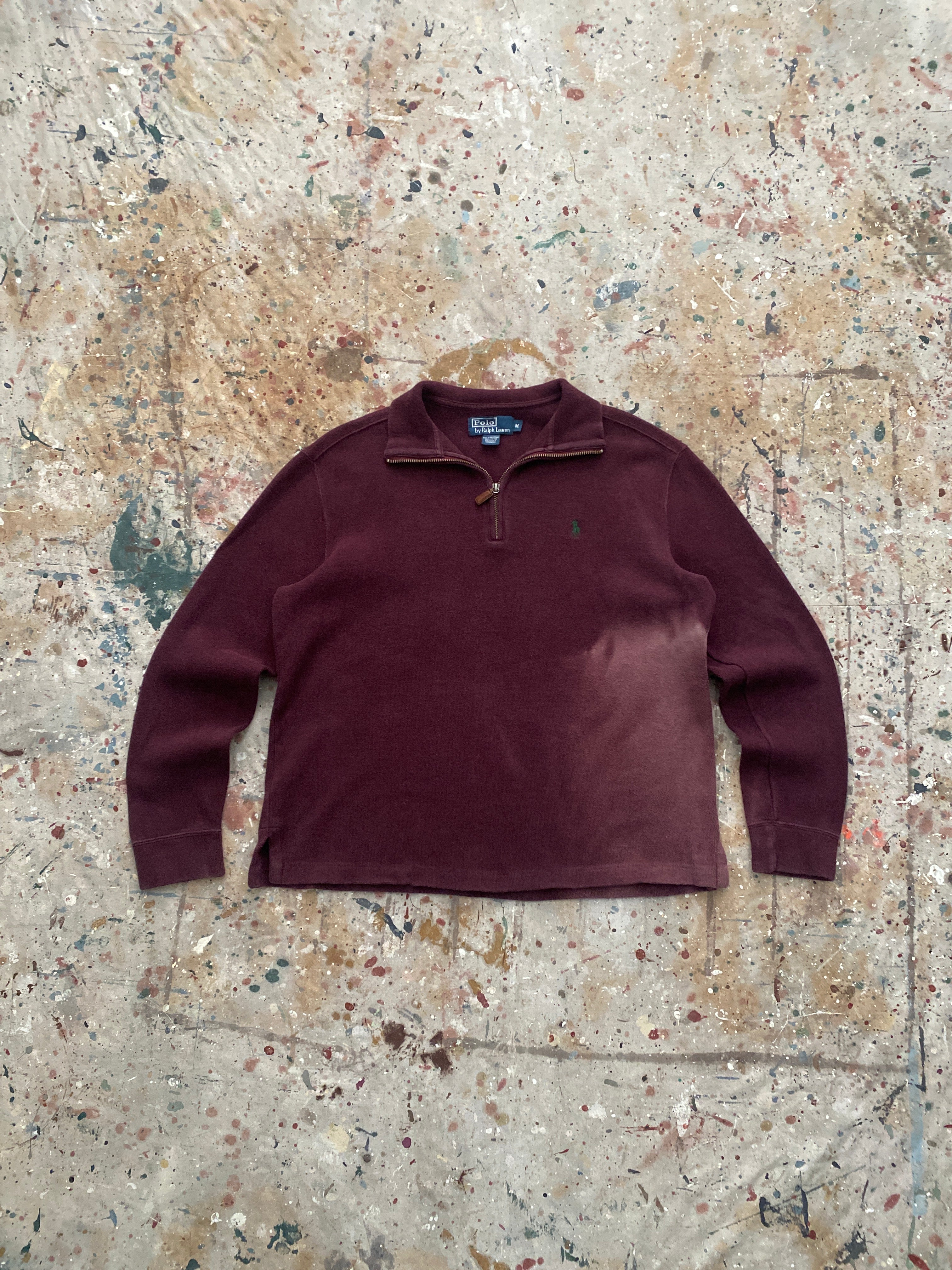 90s sun faded PRL quarter zip sweater