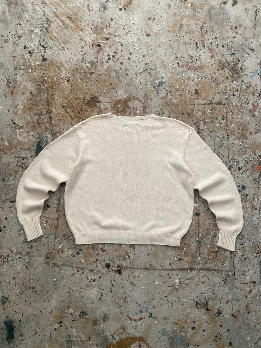 90s PRL cream cotton knit sweater
