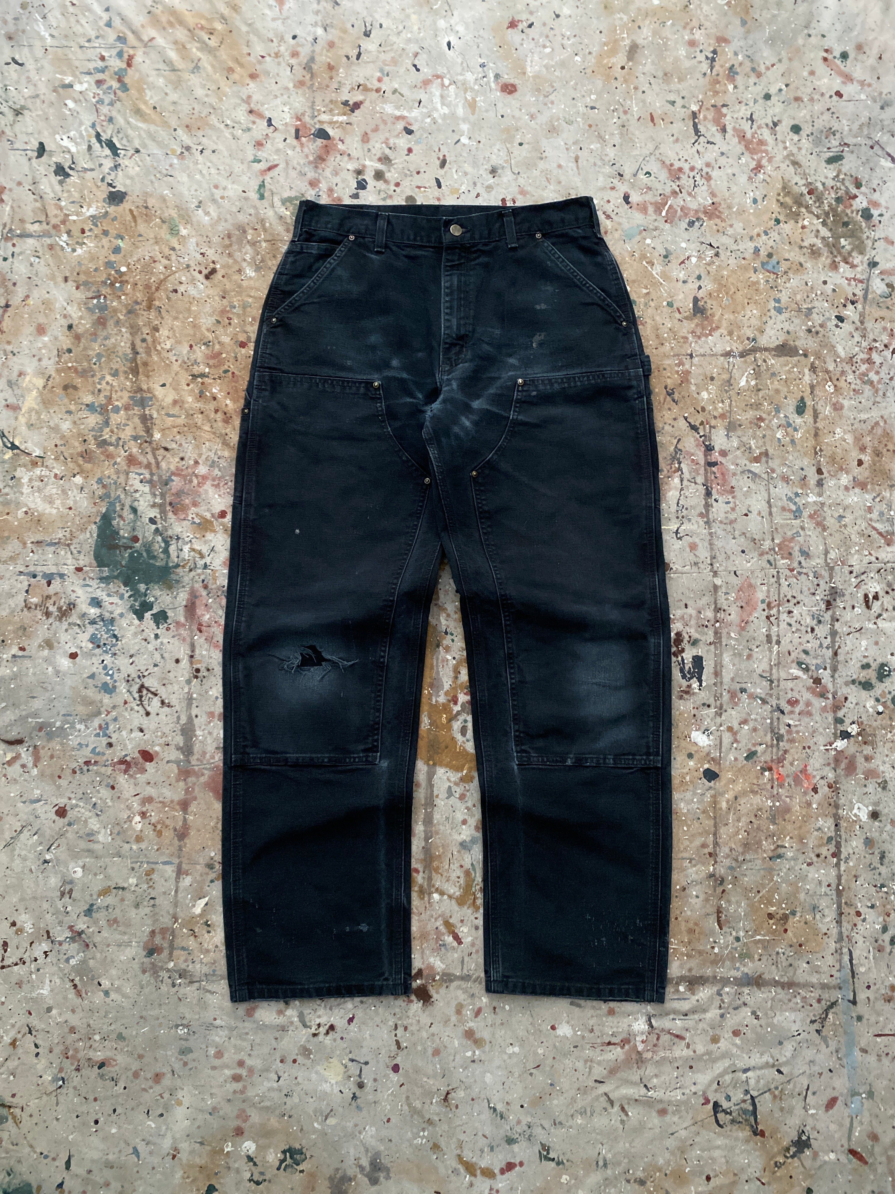 90s black carhartt double knee canvas pants