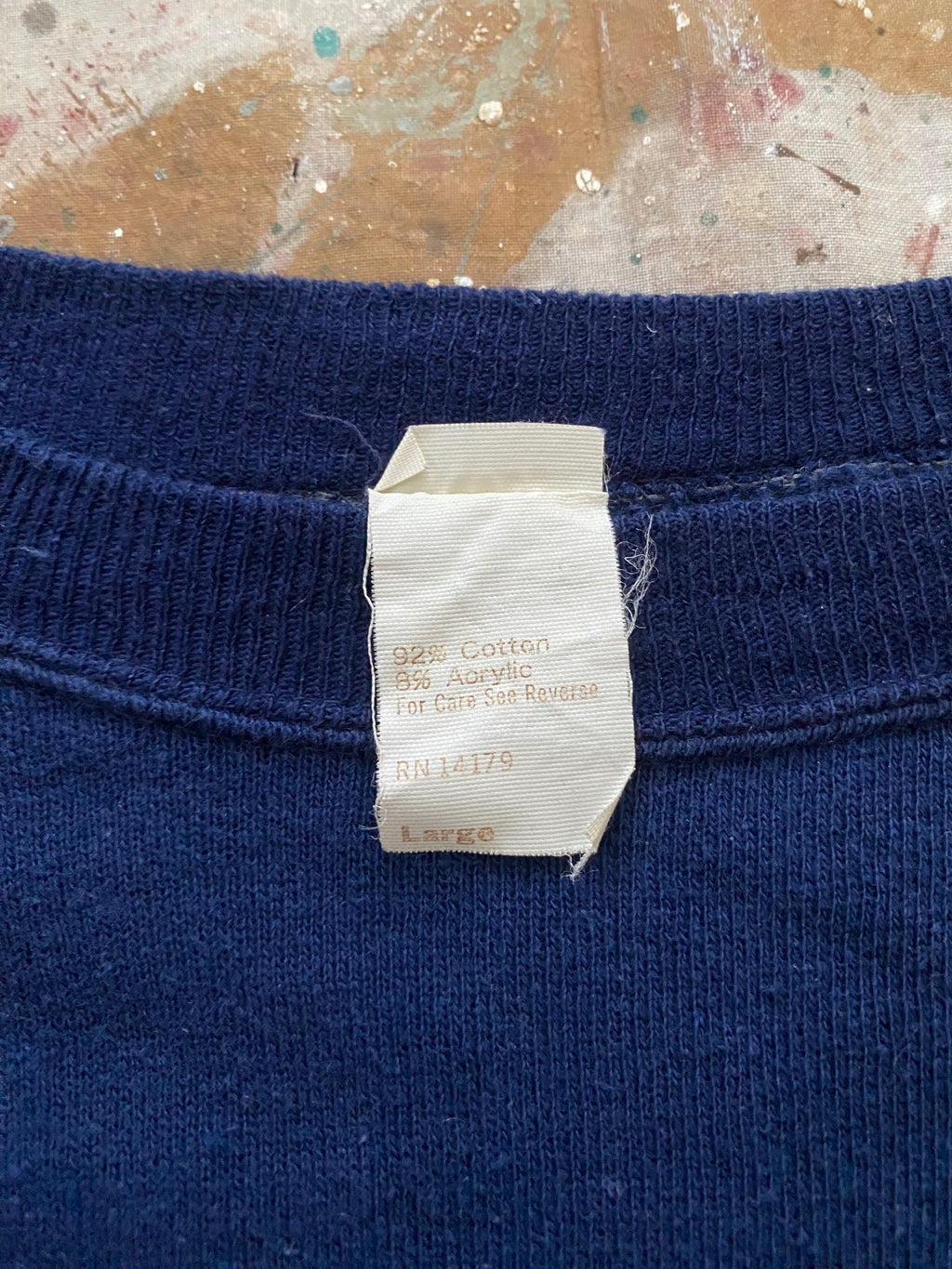 70s "reasonably prudent person" flocked sweatshirt