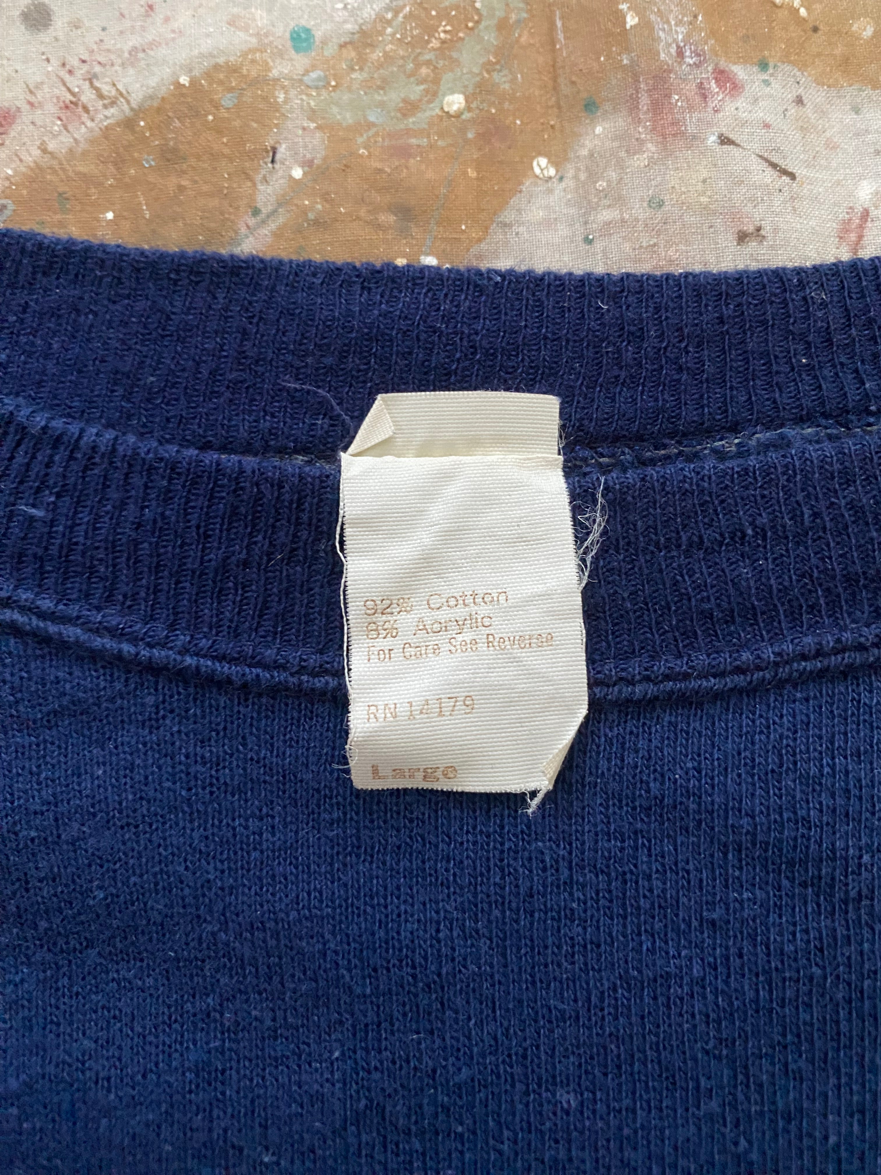 70s "reasonably prudent person" flocked sweatshirt