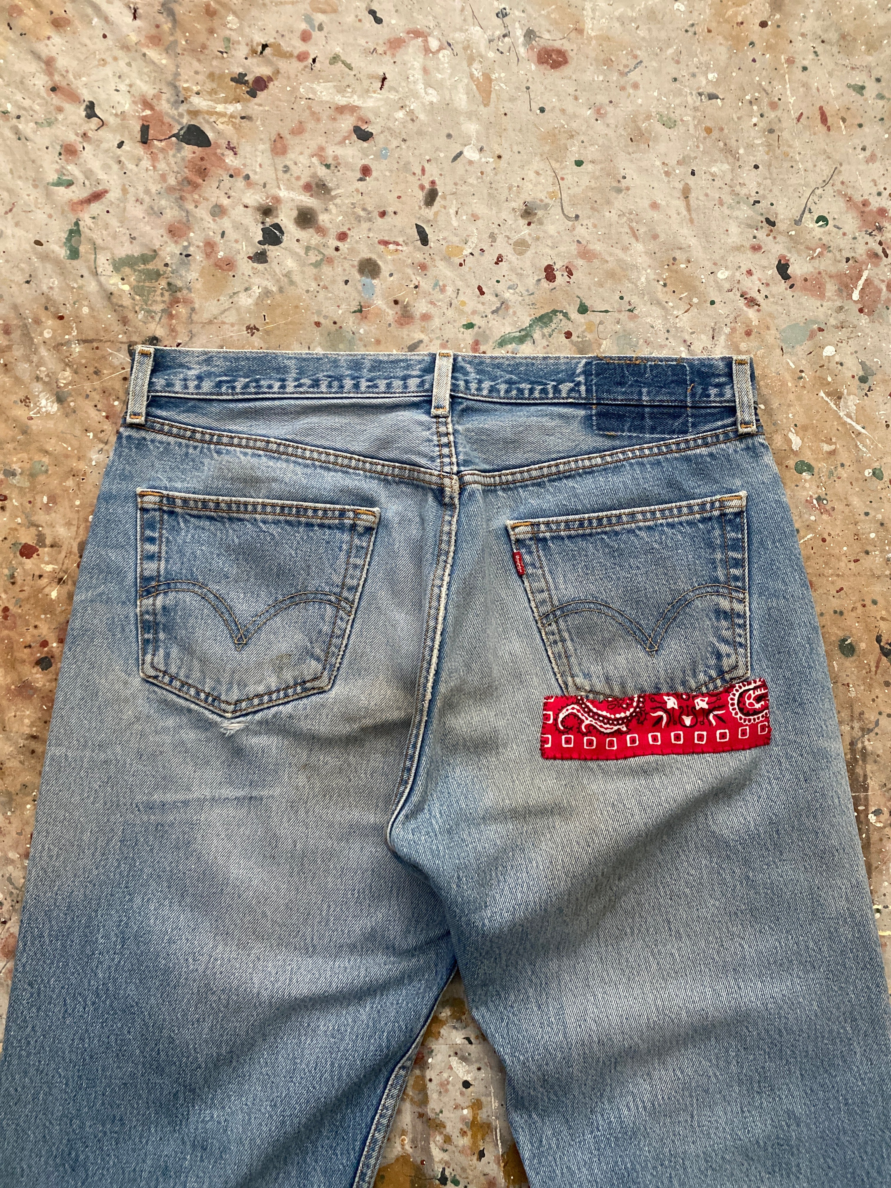 90s levi's patchwork 501 jeans