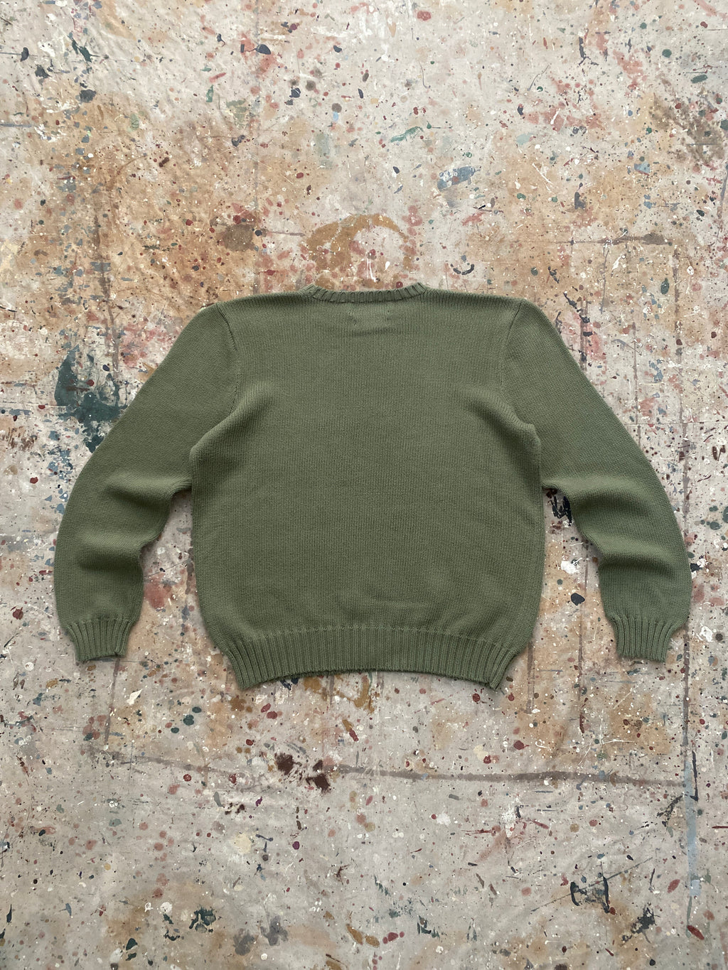 90s PRL sage green cotton knit sweater