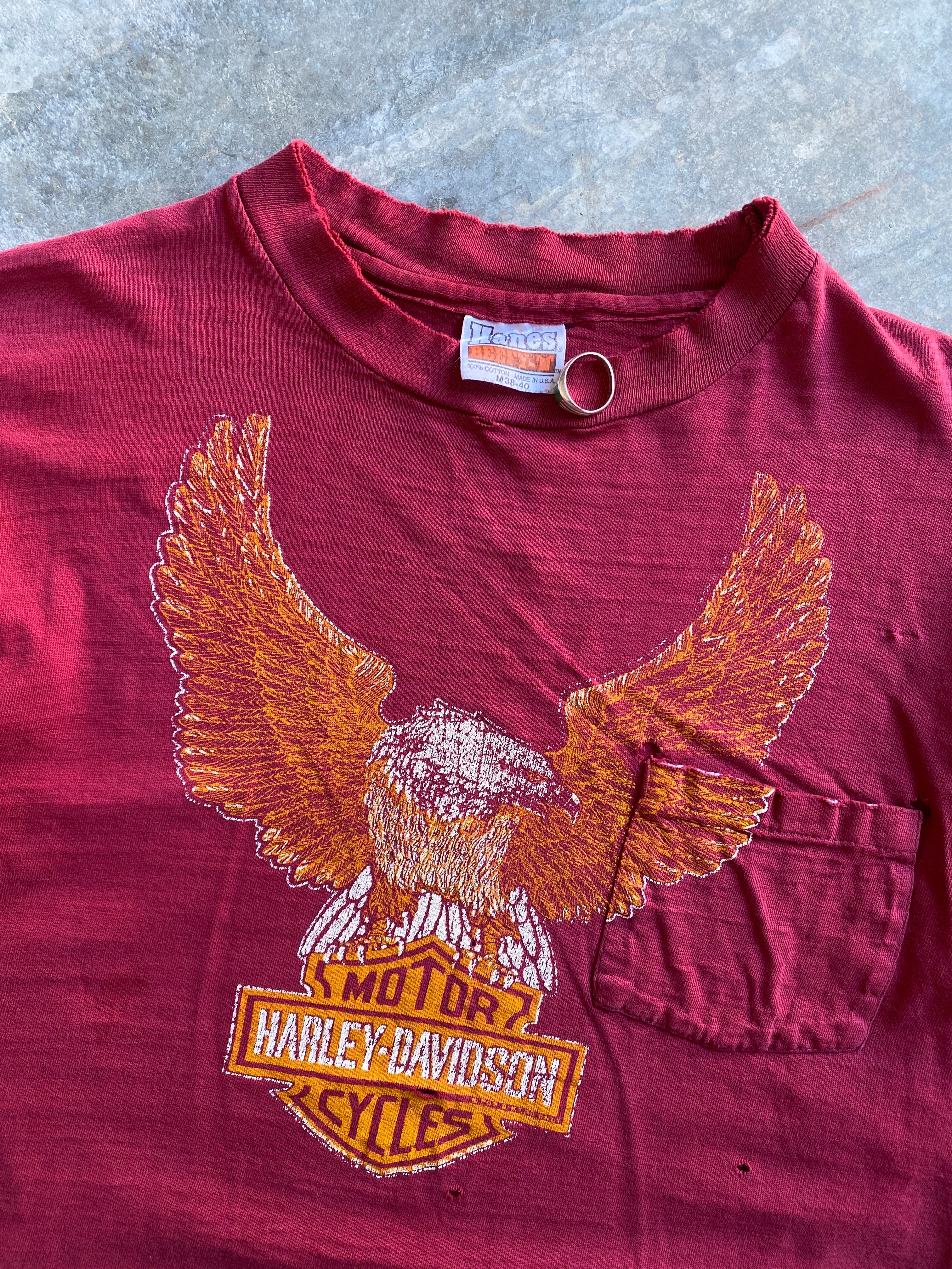 80s harley davidson pocket tee