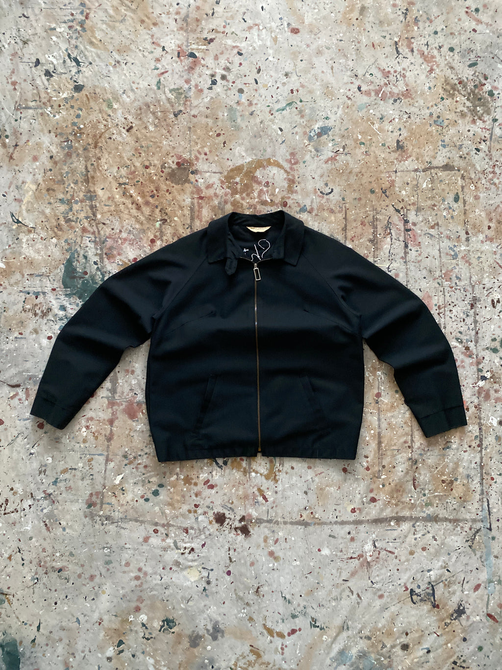 60s "sol" black chain stitched light weight jacket