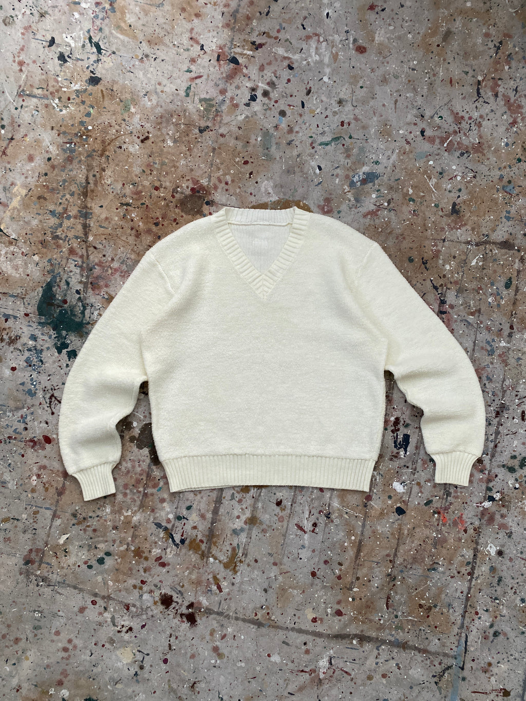 70s terry cloth v neck sweater