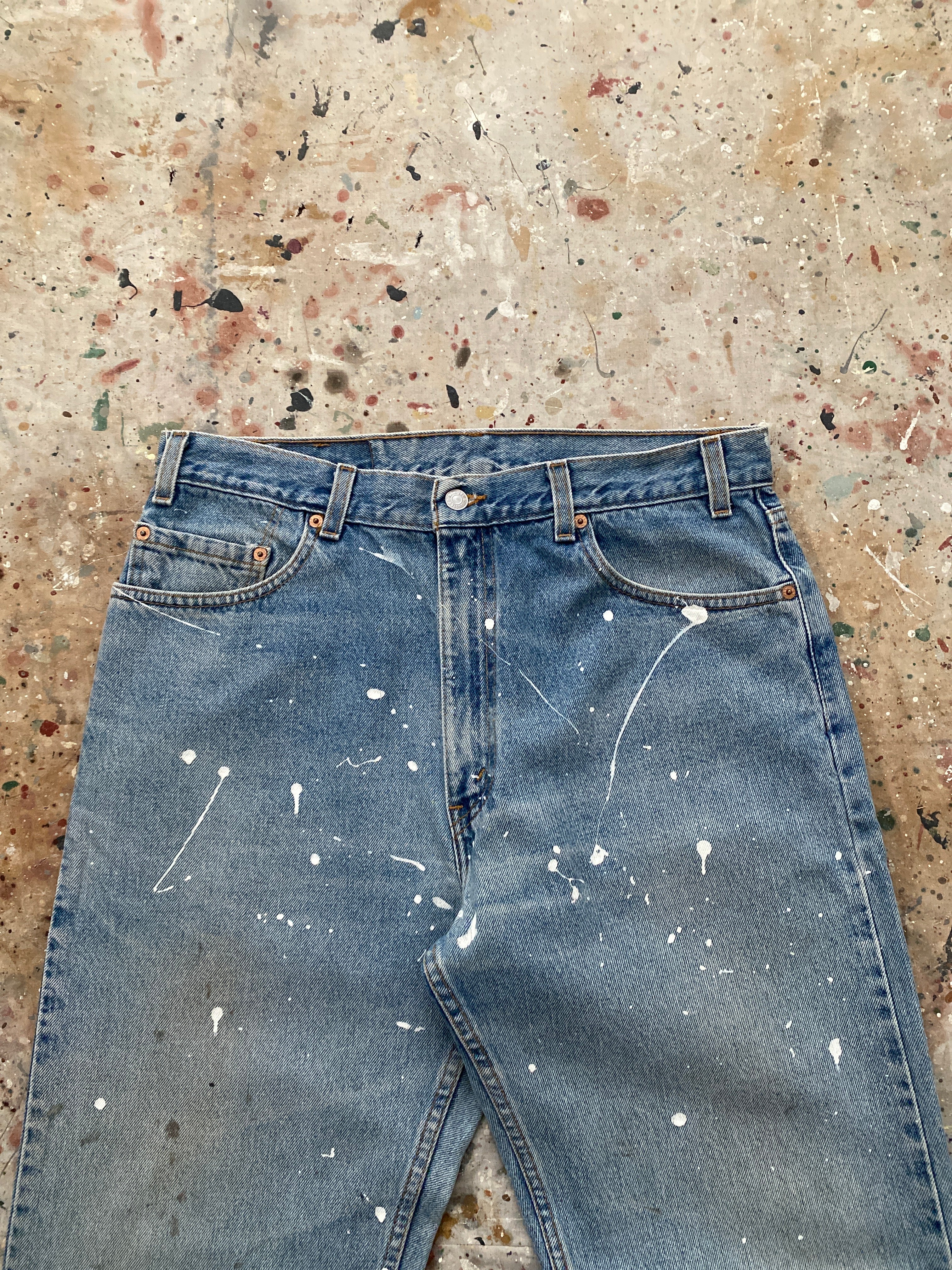 90s levi's 505 paint splattered jeans