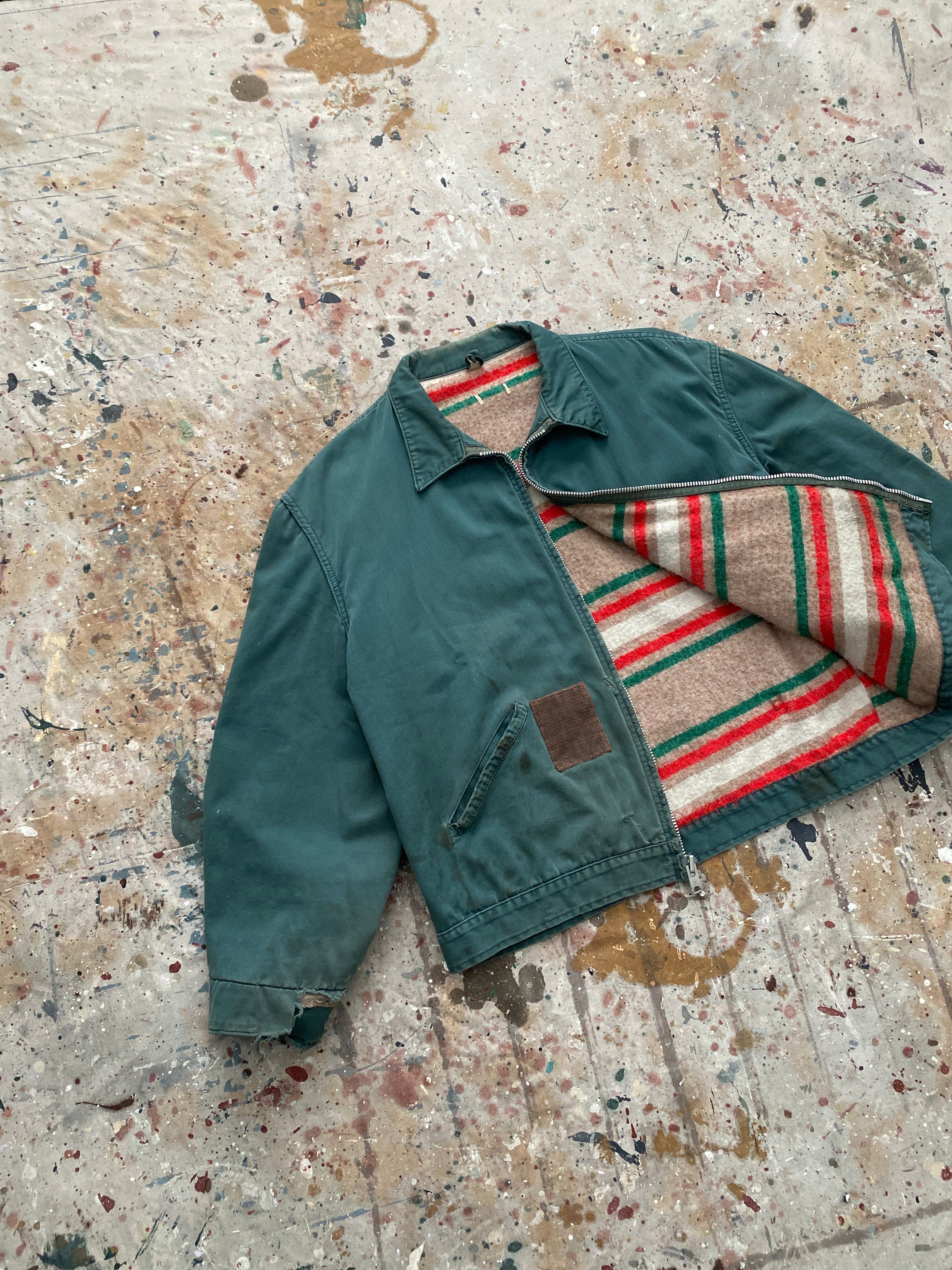 60s lincoln green blanket lined big mac work jacket
