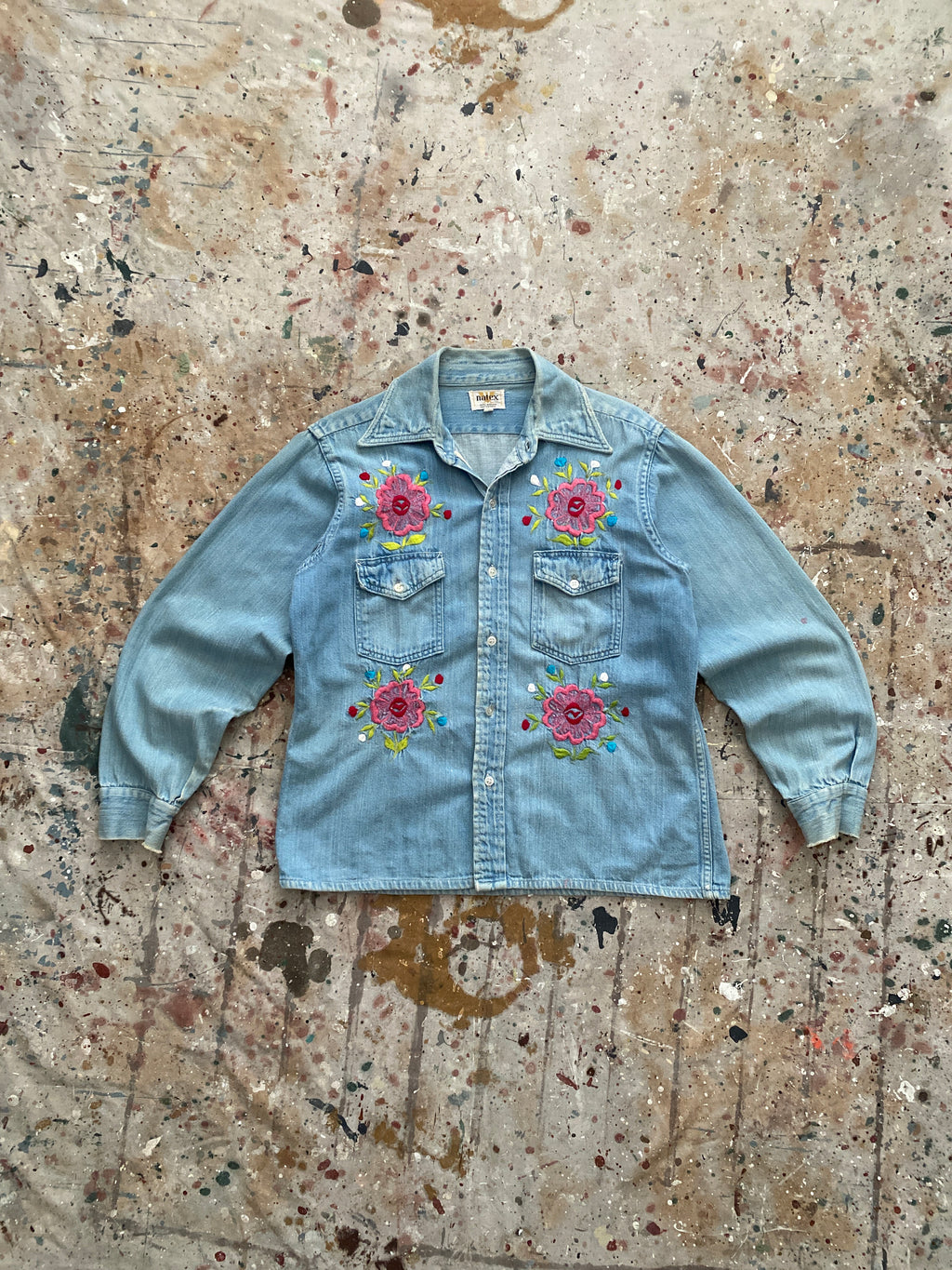 60s embroidered denim shirt