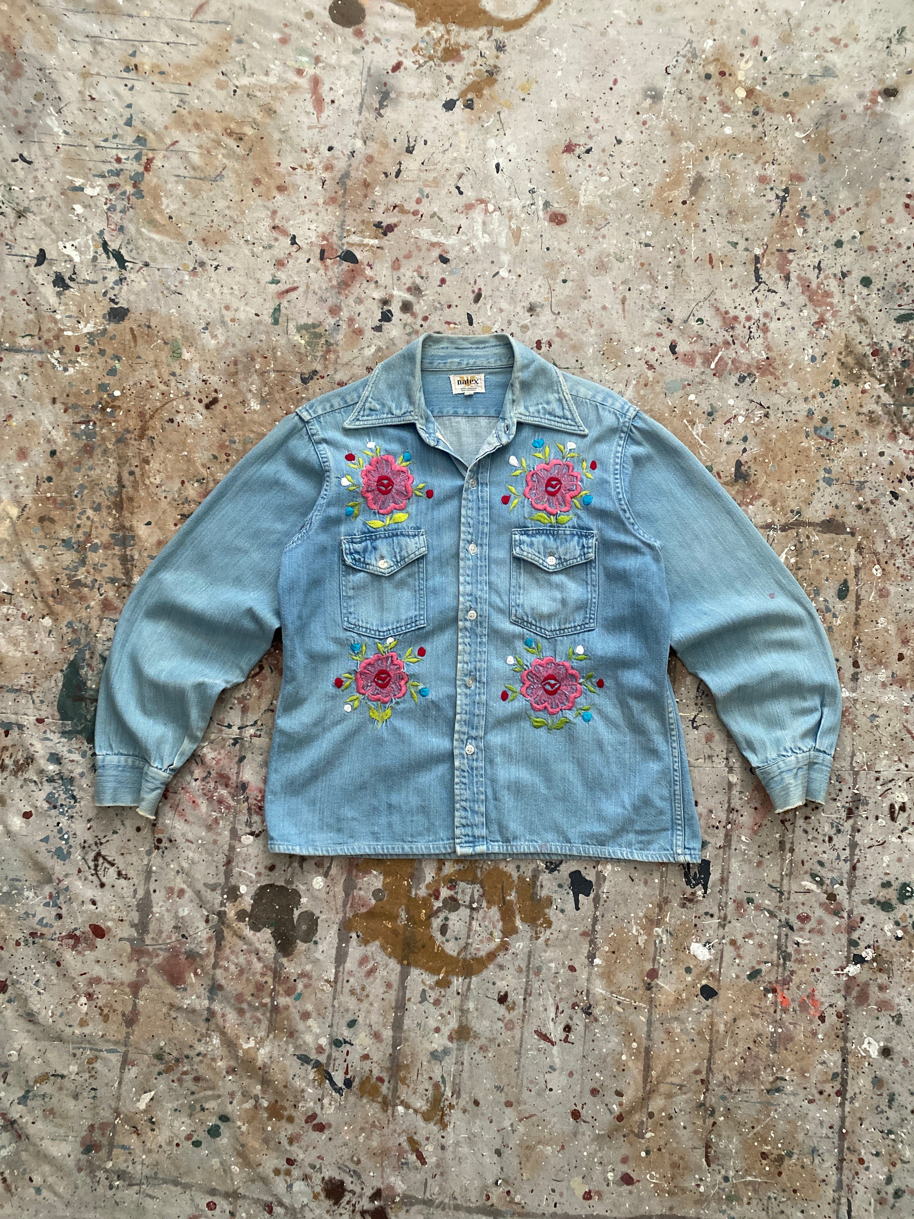 60s embroidered denim shirt