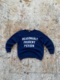 70s "reasonably prudent person" flocked sweatshirt