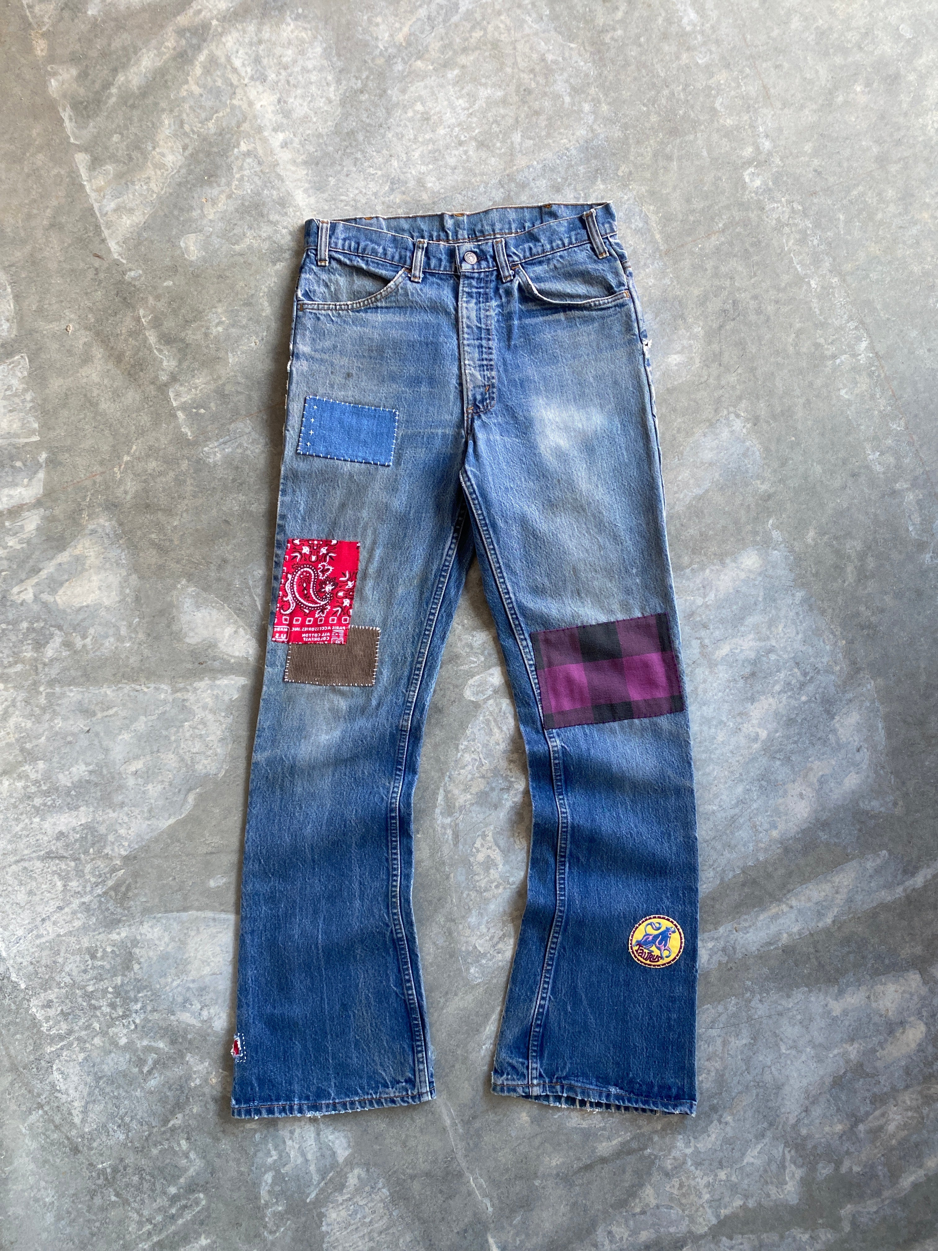 70s levi's 646 patchwork hippy jeans