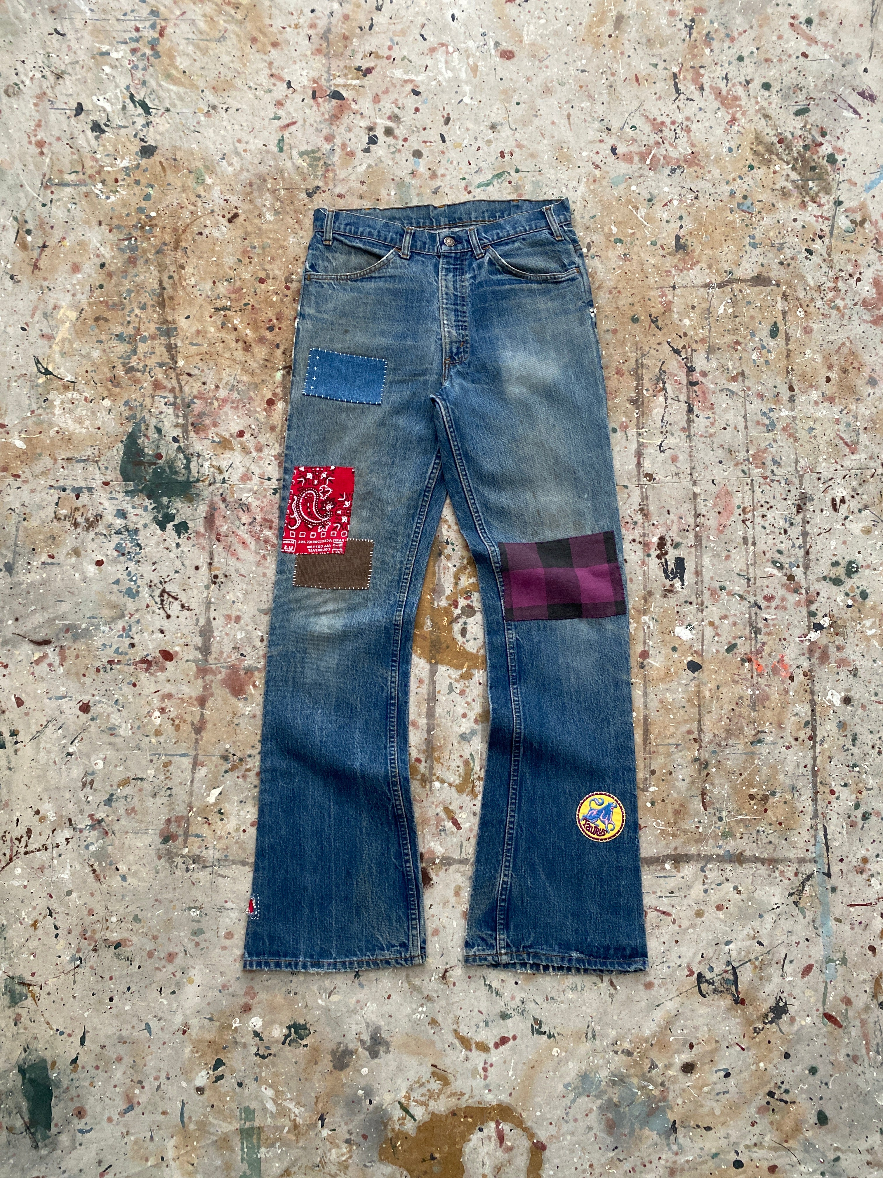 70s levi's 646 patchwork hippy jeans