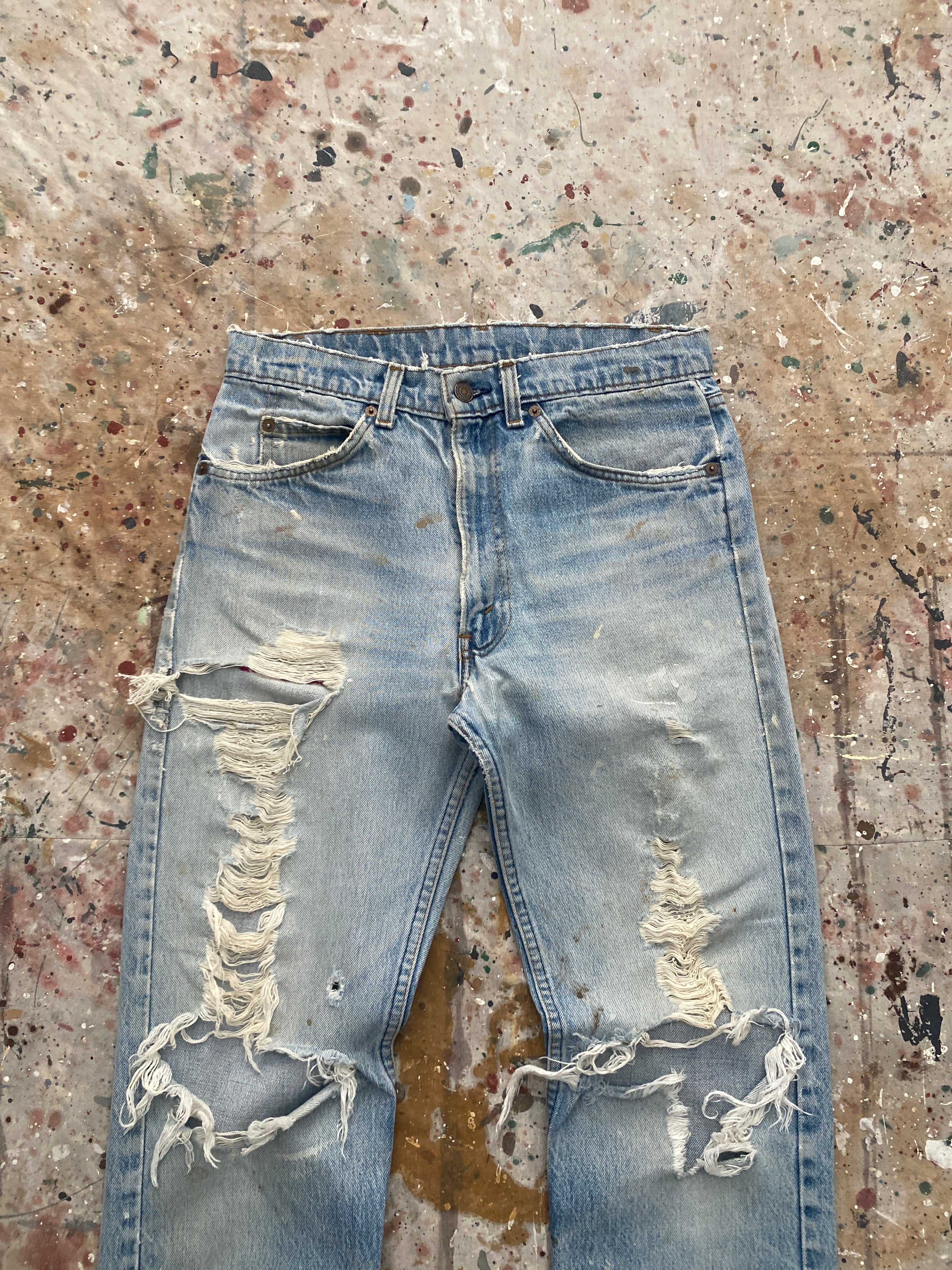 80s levi's 505 distressed and repaired painter jeans