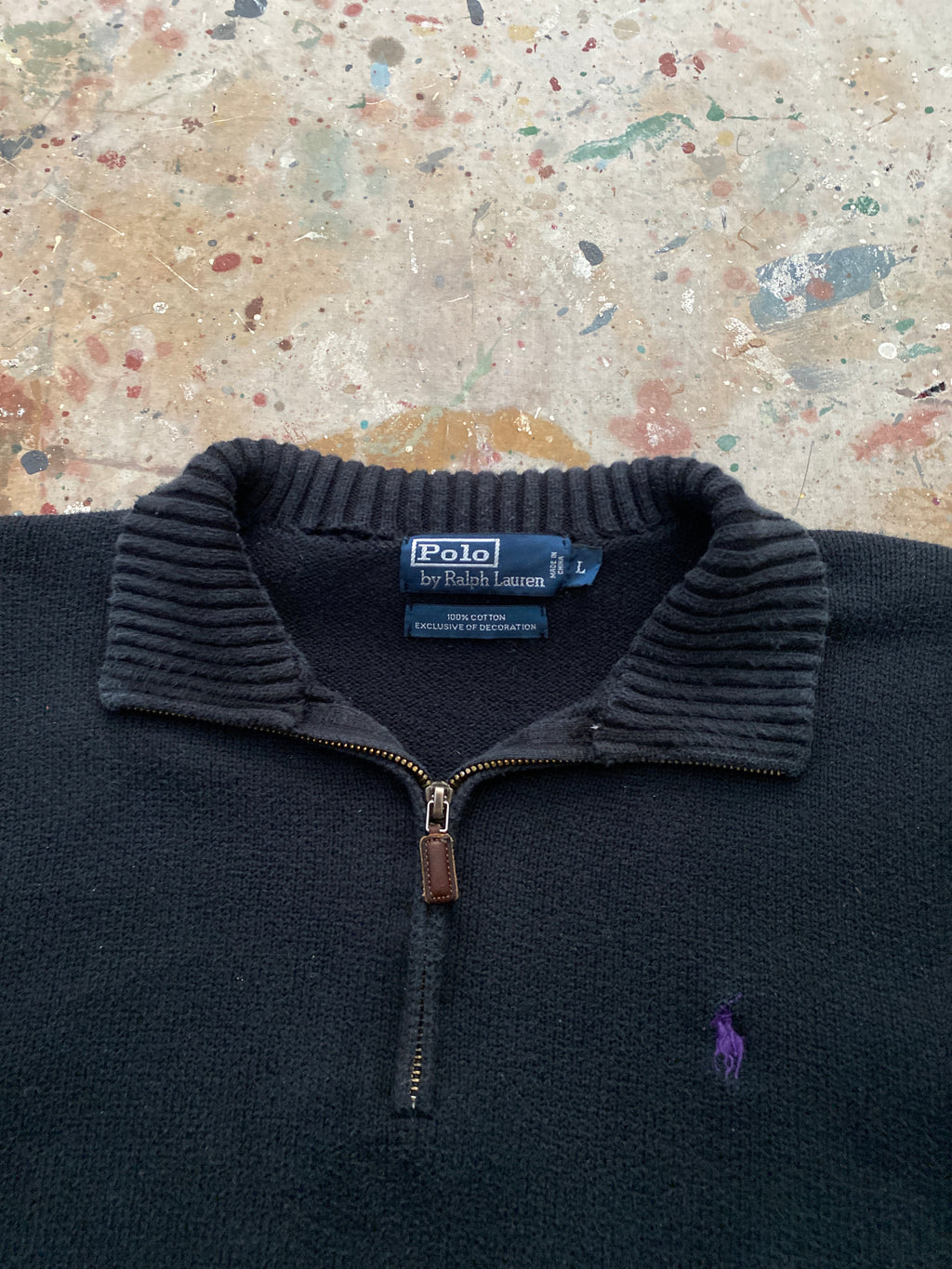 90s PRL quarter zip knit sweater