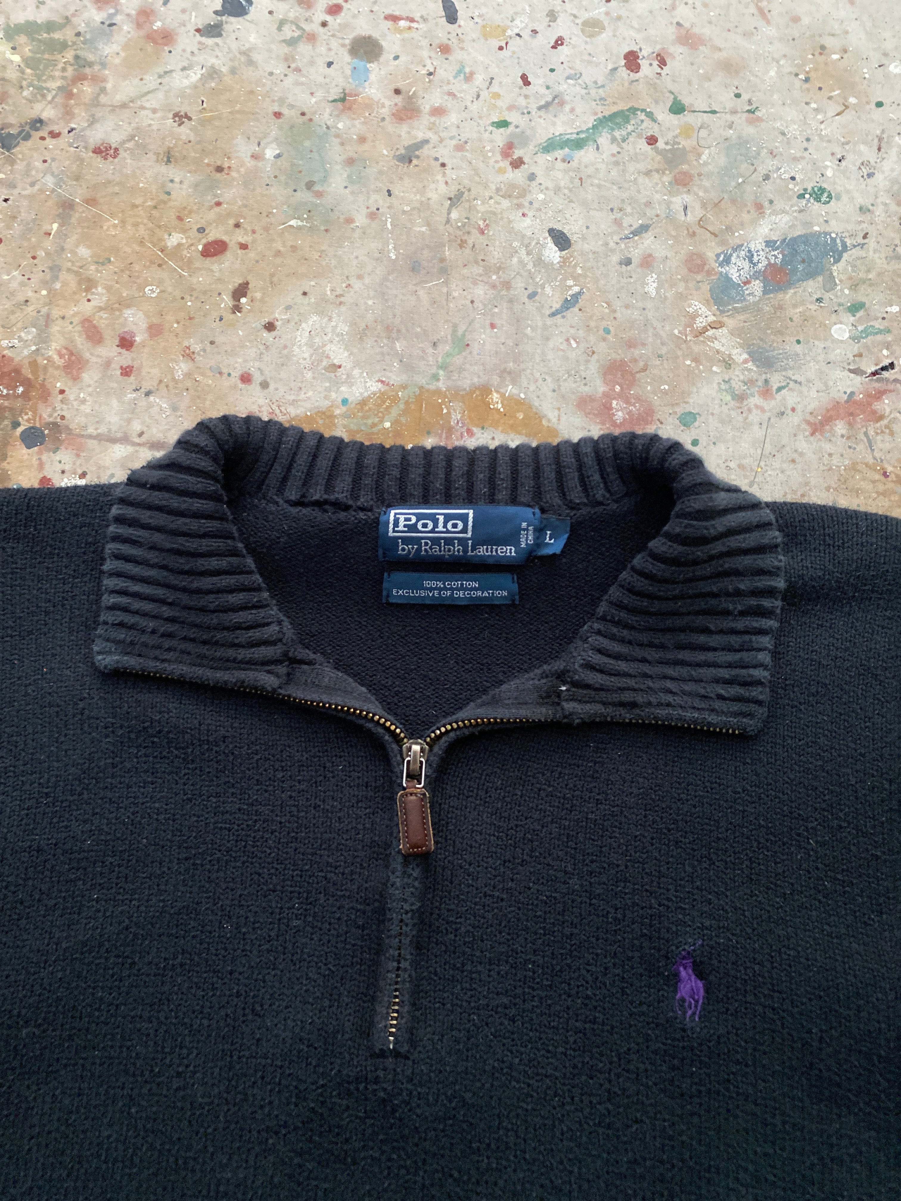 90s PRL quarter zip knit sweater