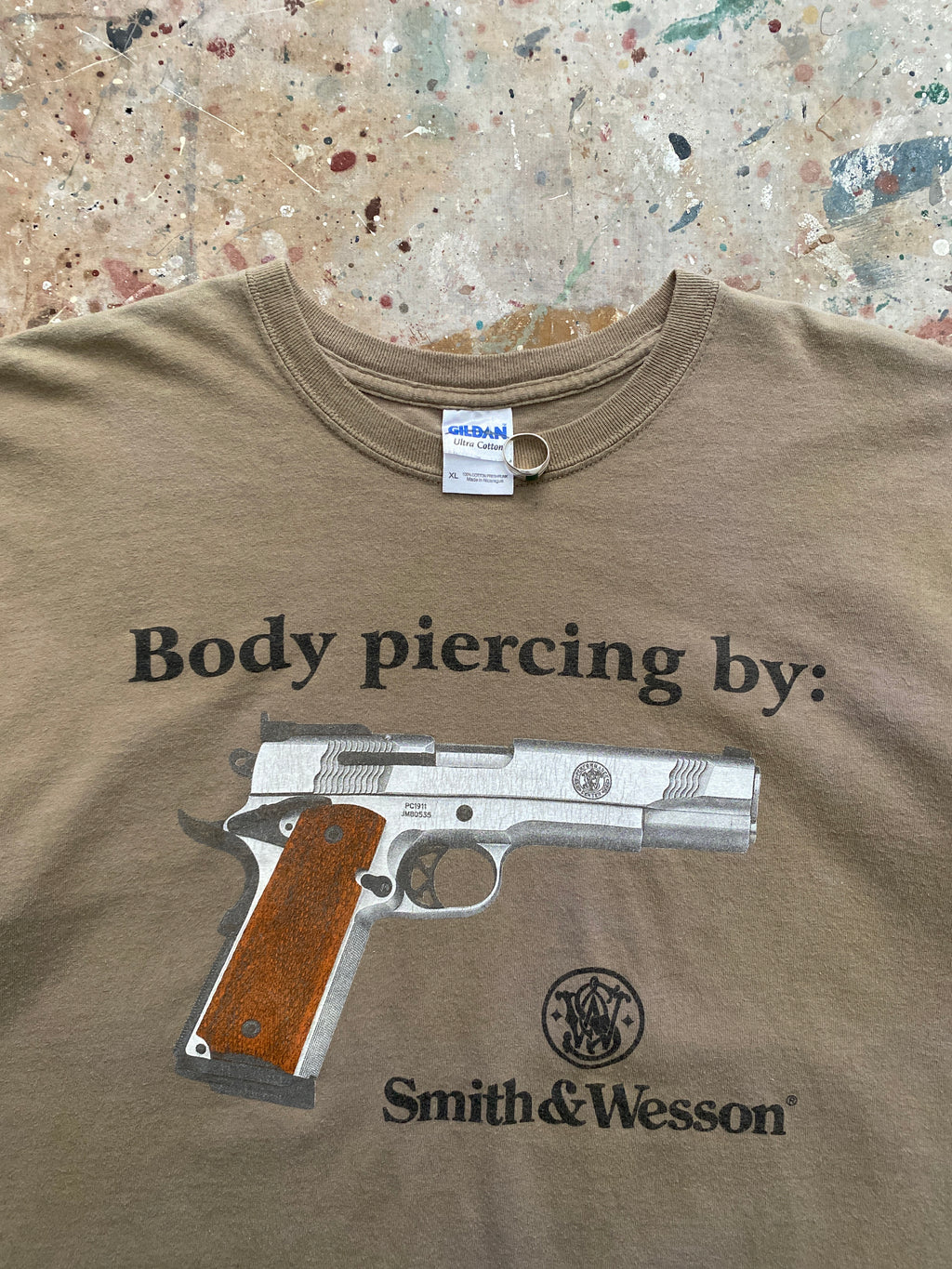 00s smith & wesson "body piercing" tee
