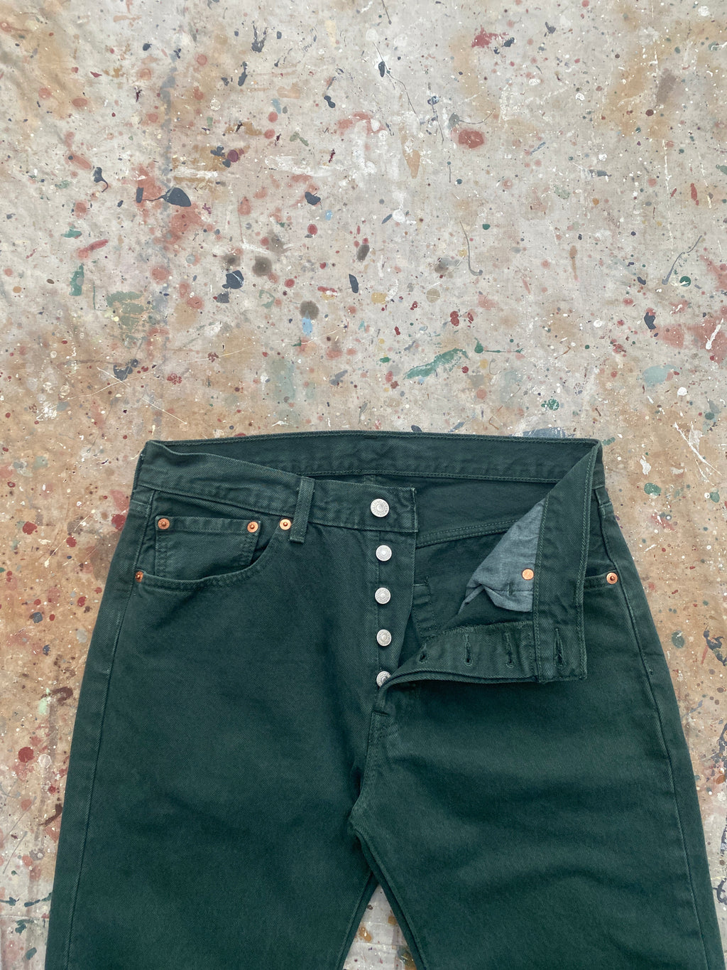 overdyed green levi's 501